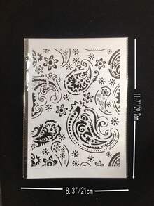 1pc White Plastic A4 Classic Paisley Pattern Drawing Template - Single Piece - View 3