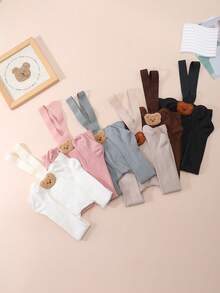 1件婴儿简约可爱卡通纯棉打底裤，适合婴儿日常穿着 - 彩色 - 查看 4