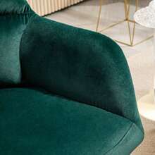Reclining Armchair With Armrests, Velvet Look, With Steel Legs, For Living Room Or Bedroom, Dark Green - 綠色 - 查看 8