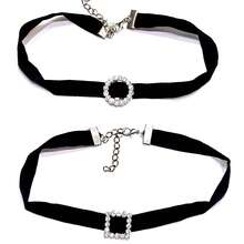 Set Of 2 Black Velvet Choker Necklaces/Women's Collarbone Necklaces - màu đen - Xem 4