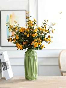 1pc Artificial Rose Flower Bouquet, Home Vase Decor, Wedding Decoration, Outdoor Garden Decor, Birthday Party Prop - Yellow - View 8