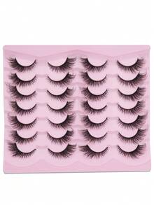 A Set Of Fourteen Pairs Of Pink Under-Eye Extensions, Featuring The Allure Of The Demon's Eyes With Fluffy Lashes, Naturally Long And Thick, Beautifully Curved In 3D, Reminiscent Of Russian-Style Voluptuousness. - Cat Eye Lashes - View 5