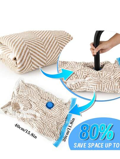 9-Piece Travel Organizer Set - 8 Vacuum Compression Bags + 1 Travel Hand Pump - Thick Vacuum Storage Bags, Blue Trim Transparent Viewing Clothes Storage Bags - Vacuum Dust Proof Bags, Garment Preservation Bags, Ideal For Backpacks, Suitcases, Drawers, Wardrobes To Store Clothes, Space-Saving, Magical Organizing, Mini Size To Meet Various Storage Needs - Essential Organizer For Business Trips And Travels,Storage Orangizer,Travel Essential