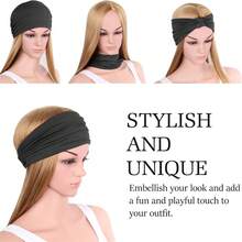 16pcs/Set Women's Extra Wide Headbands, Stretchy Turban Headwraps, Hair Accessories - Multicolor - View 2