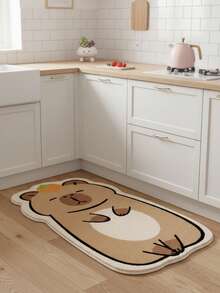 1 件水豚柔软舒适卡通水豚睡垫 - 毛绒仿羊毛，可机洗，非常适合卧室或入口装饰，情人节/毕业礼物，室内舒适垫 | 卡通动物设计 | 卧室地毯，卧室装饰，卧室房间装饰，房间装饰，小地毯，毯子 - 彩色 - 查看 4