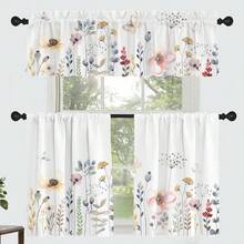 1pcs 60x18inch Small Curtain Or 2pc 28*40inch Floral Leaves Curtain For Kitchen Bathroom Watercolour Pink Flower Rod Pocket Window Tier Curtains Valance Plant Printed Curtains - 2 CÁI-28*40in - Xem 9