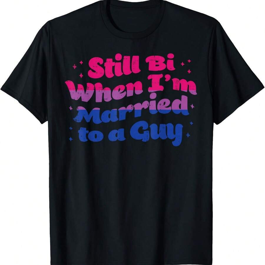 Camiseta de regalo LGBTQ bisexual "Sigo siendo bisexual cuando estoy casada con un chico bisexual" - Negro - Ver 1