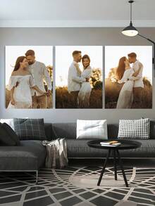 3pcs/Set Personalized Framed Canvas Wall Art, Wedding Memento, Mother's Day, Father's Day, Easter, Graduation, Birthday Gift For Boyfriend, Girlfriend, Best Friend, Family Reunion, Gallery Wall Art, Aesthetic Bedroom Wall Decor, Anniversary Gift - Multicolor - View 6