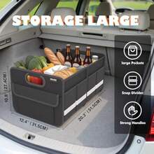 Trunk Organizer Car Storage Reinforced Handles Collapsible Multi-Compartmt Car Organizers Foldable Waterproof 2 Compartmts Suitable For Car Accories SUV Black Standard - màu đen - Xem 7