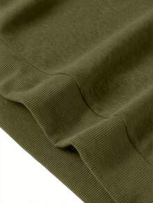 Men's Stand Collar Zipper Half Placket Casual Versatile Commute Autumn/Winter Long Sleeve Sweatshirt - Dark Green - View 8