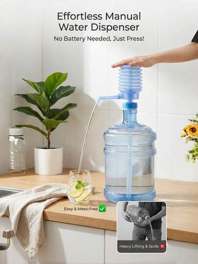 1pc Manual Pressure Water Pump, Portable Bucket Water Pump, Durable Pressure Water Pump, Bottled Water Accessories