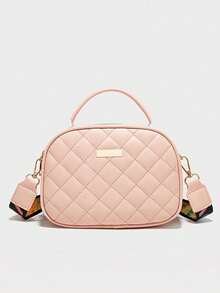 1 pezzo Borsa a tracolla e borsetta da donna alla moda, con stampa/ricamo a rombi, cinturino largo intercambiabile, portamonete con doppia cerniera, regalo ideale - Multicolore - Visualizzare 16