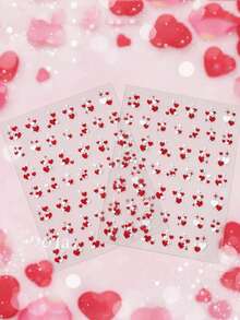 2张/套 粉色爱心美甲贴纸 5D立体浮雕情人节美甲贴纸 自粘红色粉色爱心美甲贴花 女士女孩情侣美甲DIY用品 2张 - 彩色 - 查看 1