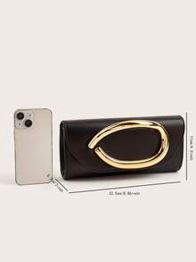 AIBBYDAR Bolso de noche para mujer, color negro sólido, bolso de mano de lujo de piel sintética de moda, adecuado para ocasiones formales, bodas, fiestas, Halloween, Navidad - Negro - Ver 9