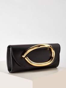 AIBBYDAR Bolso de noche para mujer, color negro sólido, bolso de mano de lujo de piel sintética de moda, adecuado para ocasiones formales, bodas, fiestas, Halloween, Navidad - Negro - Ver 4