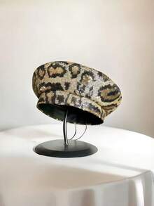 1pc Shiny Sequin French Beret, Made Of Polyester Fiber, Suitable For Carnival, New Year, Valentine's Day, Parades, Bars, Y2K Style, Parties, Music Festivals, St. Patrick's Day, Winter Wear - Multicolor - View 3