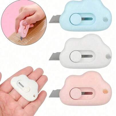 1pc Mini Cloud Shaped Multifunctional Knife, Paper Cutter, Envelope Opener, Portable Cloud Shaped Paper Cutter With Keychain Hole