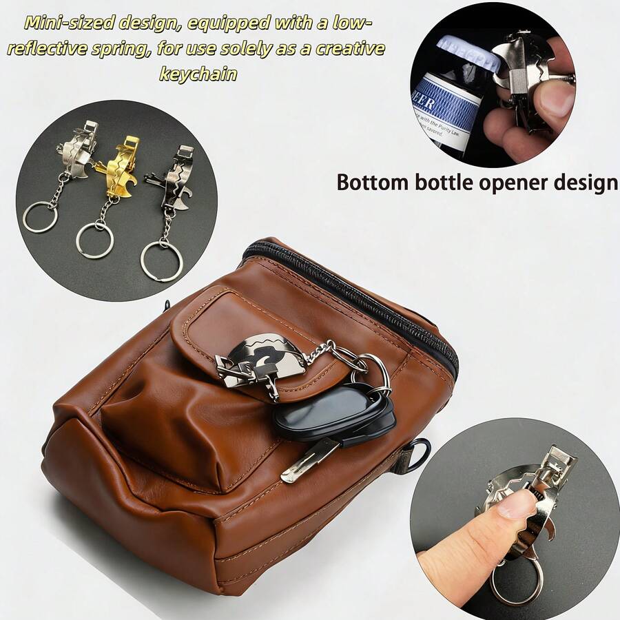 时尚创意趣味金属迷你捕鼠器钥匙扣，可作开瓶器、日常减压神器、背包挂件、2025汽车钥匙链挂件，独特捕鼠器工艺品，非常适合作为圣诞节、父亲节、情人节、生日、节日礼物。 - 彩色 - 查看 1