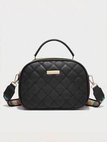 1 pezzo Borsa a tracolla e borsetta da donna alla moda, con stampa/ricamo a rombi, cinturino largo intercambiabile, portamonete con doppia cerniera, regalo ideale - Multicolore - Visualizzare 17