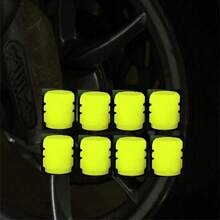 4个夜光轮胎气门嘴帽，通用型发光气门嘴套，绿色、粉色、蓝色、黄色可选，持久荧光，防水防尘，适用于汽车/SUV/摩托车/自行车/卡车/全地形车/房车，夜间行车安全及车轮装饰配件 - A - 查看 8