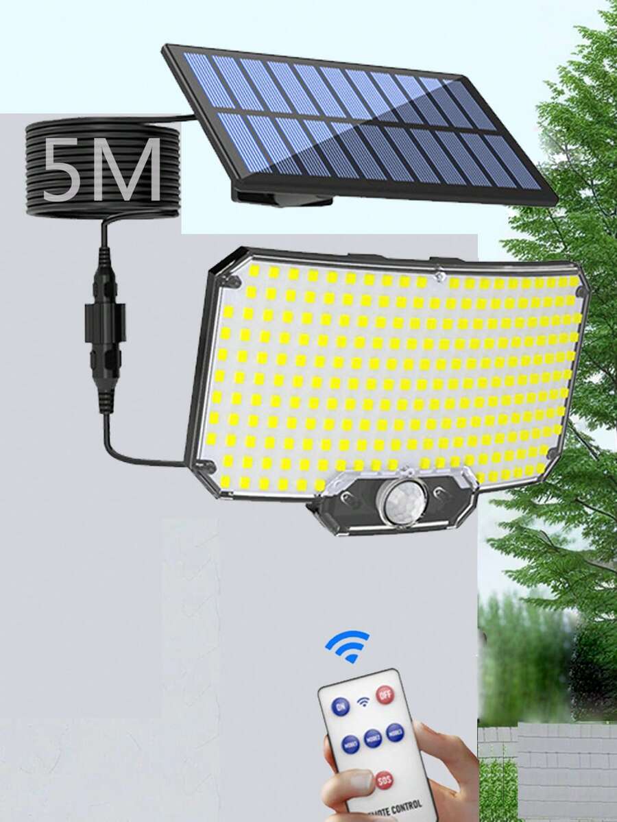 Đèn pha năng lượng mặt trời 234 LED, đèn tường năng lượng mặt trời ngoài trời, đèn đường và đèn chiếu sáng khu vực năng lượng mặt trời, có cảm biến chuyển động và điều khiển từ xa, thích hợp cho sân, vườn, lối đi, hiên nhà, hành lang, trang trí ngoài trời. - 234 đèn LED - Xem 1