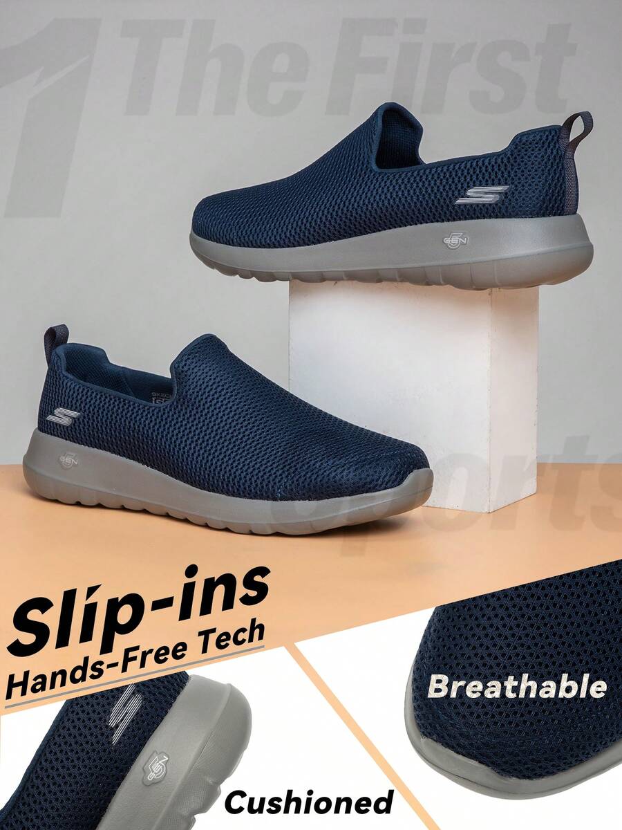 Skechers Athletic Air Mesh Slip On Casual Shoes, Walking Shoes, Lightweight Men's Shoes, Outdoor Travel Walking Shoes 54600-NVGY - Navy Blue/grey - View 1