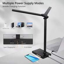 Dual-Head LED Desk Lamp, USB Powered, 5 Lighting Modes & Dimmable, Bedside Lamp, Reading, Crafting, Work, Study - Square Bottom Double Head - View 5