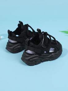 1 Pair Sports Shoes, Fashionable Girls' Mesh Shoes, Boys' Casual Soft-Sole Sneakers, Hollow Breathable Baby Sandals, Summer - Black - View 5