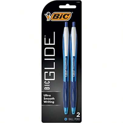 Glide Blue Retractable Ballpoint Pens Medium Point 1.0mm 2-Count Pack Ultra Smooth Writing Blue Pens