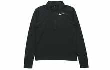 Nike Dri-Fit Pacer 纯色印花半拉链高领长袖插肩复古T恤，黑色 - 黑色 - 查看 12