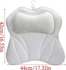 Almohada de Baño con Forma y 6 Ventosas, Ergonómica para la Cabeza, de Poliéster Antideslizante, Almohada de Bañera con Contorno de Mariposa - S1 - Ver 2