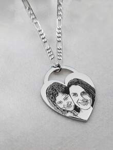 1pc Customized Photo Minimalist Painting Stainless Steel Multi-Shape Necklace, Fashionable, Minimalist, Casual, Retro, Y2K Style, Customizable, Personalized, Unique, Ideal Gift For Boyfriend, Girlfriend, Mom, Family, Friends, Daughter, Son, Grandparents - Multicolor - View 18