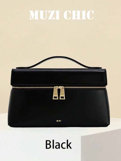 New Stylish And Versatile All-Season Solid Color PU Waterproof Fabric Handbag, With Zipper Closure, Letter Pattern Decoration, Elegant Women's Wallet, Tote Bag/Box Bag, Business Commuter Bag, A Must-Have For Travel And Vacation, Suitable For Travel, Shopping, Commuting To Work, And Holidays, A Perfect Gift For Women.