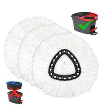 3 Pack Spin Mop Replacement Head Easywring 1-Tank System, Easy Cleaning, Microfiber, Machine Washable - A - 查看 1