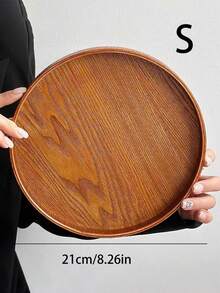 1pc Black/White Round Decorative Tray, Durable Plastic Tray Suitable For Kitchen, Dining Table, Bathroom, Coffee Table And Vanity Decoration - Brown - View 6