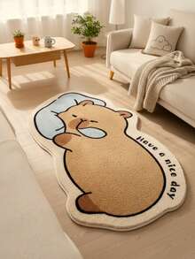 1 件柔软舒适的卡通水豚睡垫 - 毛绒仿羊毛，可机洗，适用于卧室或入口装饰，情人节/毕业礼物，室内舒适垫 | 卡通动物设计 | 卧室地毯，卧室装饰，卧室房间装饰，房间装饰，小地毯，毯子 - 彩色 - 查看 13