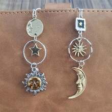 女士波西米亚风不对称设计星空元素耳环，适合日常佩戴和派对，独特创意礼物 - 銀色 - 查看 1