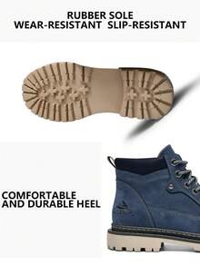 Salkin بوت رجالية كلاسيكية مصممة يدويًا، بنمط رباط، مانعة للانزلاق، ذات نعل سميك متين لأحذية الدراجات النارية، بوت أكسفورد وأحذية ديربي رجالية، بطراز رجعي، بشعور فاخر بأسعار معقولة، بألوان سادة، مناسبة لجميع المواسم، كاجوال، بوت قصيرة بطراز الموضة الشارعية، بوت كاحل رجالية، بوت رياضية خارجية، مناسبة لأحذية المشي لمسافات طويلة في الهواء الطلق، بوت تسلق، بوت صيد، للربيع والصيف والخريف والشتاء، بوت رجالية بمقاسات كبيرة، هدية عيد - أزرق بحري - مشاهدة 10