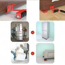 5 Piezas Kit Deslizador de Muebles Acero al Carbono con Ruedas de Goma Antideslizantes ,Set de 5 rodillos/ruedas para mover muebles, herramientas de mudanza de alto rendimiento - A - Ver 2