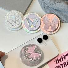 Magnetic Attraction Push-Pull Phone Holder Butterfly Fairy Style High-End Shake Phone Magnetic Holder - ABS Material Retractable And Adjustable Stable Desktop Support Shell Texture Design Users Necessary Daily Necessities - Multicolor - View 3