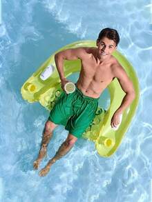 Inflatable U-Shaped Recliner Chair,Handed-Over Floating Water Seat With Water-Soluble Sequins, Rainbow U-Shaped Recliner, Floating Water Sofa, Hammock, Thick Swimming Ring With Cup Holes. - A - View 1