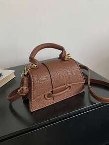 2026年新款超质感唇膏包国外迷你小方包，新款纯色百搭手提包，女士包包 - 棕色 - 查看 9