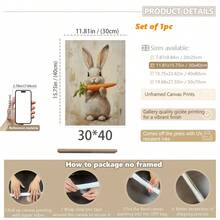 1件，帆布墙画，带框墙饰，复活节兔子图案，可爱复活节兔子，中性春季花卉，复活节兔子和胡萝卜，儿童房墙画，复活节复古装饰画，兔子艺术画，卧室装饰，客厅装饰，墙画，家居装饰，房间装饰，帆布墙画，海报，带框墙画，可选画框，复活节装饰，复活节海报，复活节礼物，春季装饰，春季家居装饰 - 兔子 - 查看 16