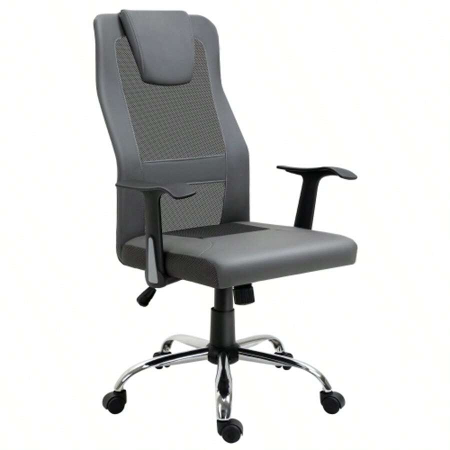 Ergonomic Office Chair With Tilt Function, Height Adjustable And 360° Swivel, With Armrests, Supports Up To 120 Kg, Grey - Dark Grey - View 1