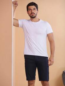 Men's Bermuda Shorts In Colored Twill, Premium Denim, Various Colors - 藍色 - 查看 2