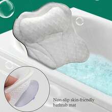 Almohada de Baño con Forma y 6 Ventosas, Ergonómica para la Cabeza, de Poliéster Antideslizante, Almohada de Bañera con Contorno de Mariposa - S1 - Ver 9