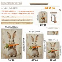 1件，帆布墙画，带框墙饰，复活节兔子图案，可爱复活节兔子，中性春季花卉，复活节兔子和胡萝卜，儿童房墙画，复活节复古装饰画，兔子艺术画，卧室装饰，客厅装饰，墙画，家居装饰，房间装饰，帆布墙画，海报，带框墙画，可选画框，复活节装饰，复活节海报，复活节礼物，春季装饰，春季家居装饰 - 兔子 - 查看 3