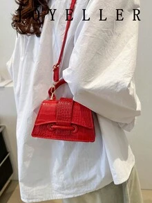 2026 New High-Quality Lipstick Case, Mini Square Bag, New Solid Color Versatile Handbag, Women Purse - Red - View 4