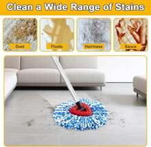Hezane 4Pack Mop Replacement Head For O Cedar RinseClean 2 Tank System,1 Pack Mop Replacement Base For O-Cedar,Spin Microfiber Mop Refills For Cleaning All Floors - MàuC - Xem 8