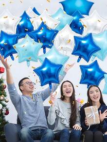 6/12pcs Blue & White Star 18-Inch Helium Foil Balloons, Suitable For New Year, Birthday, Baby Shower, Wedding, Engagement, Party Decoration - Multicolor - View 4